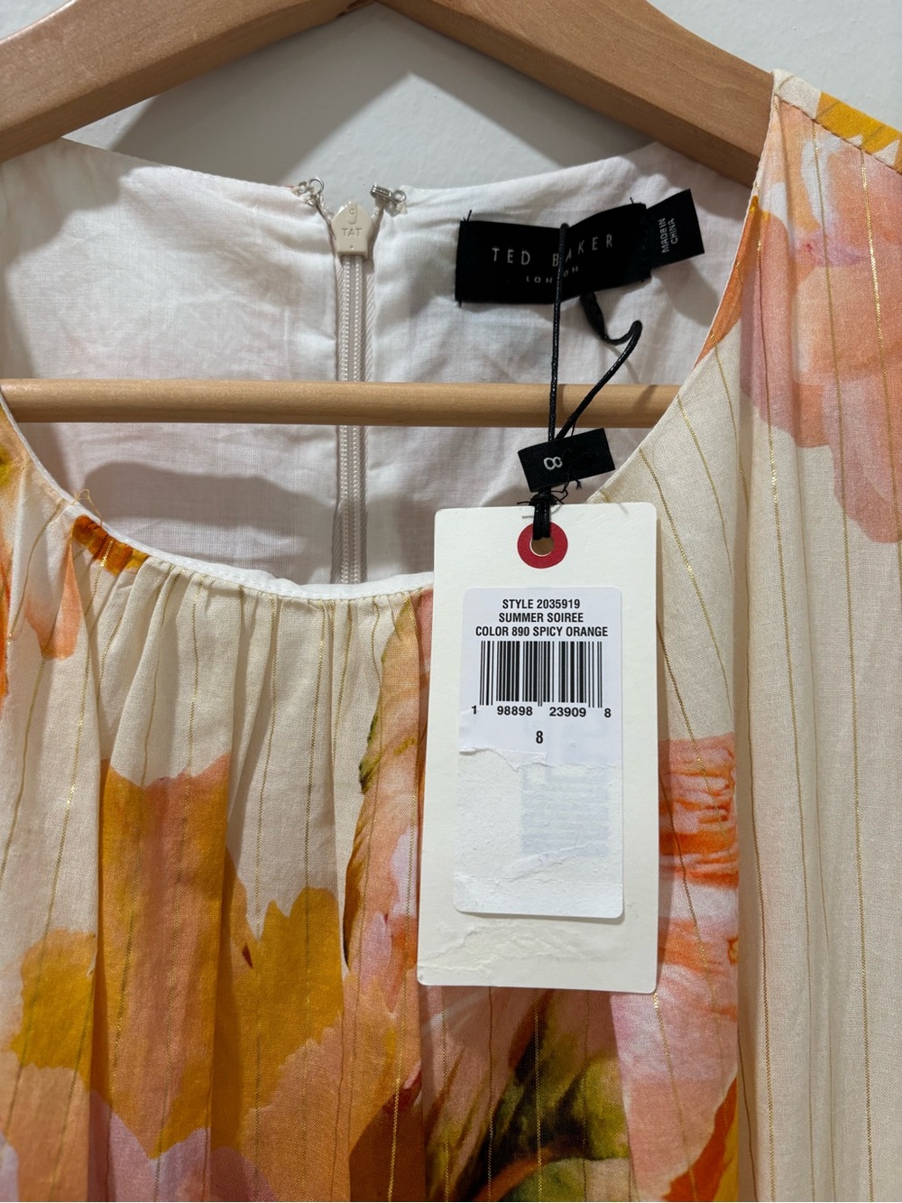 Ted Baker Dress, Maxi Floral Pleated Sleeveless, Size 4, Wedding Resort Vacation - Picture 8 of 9